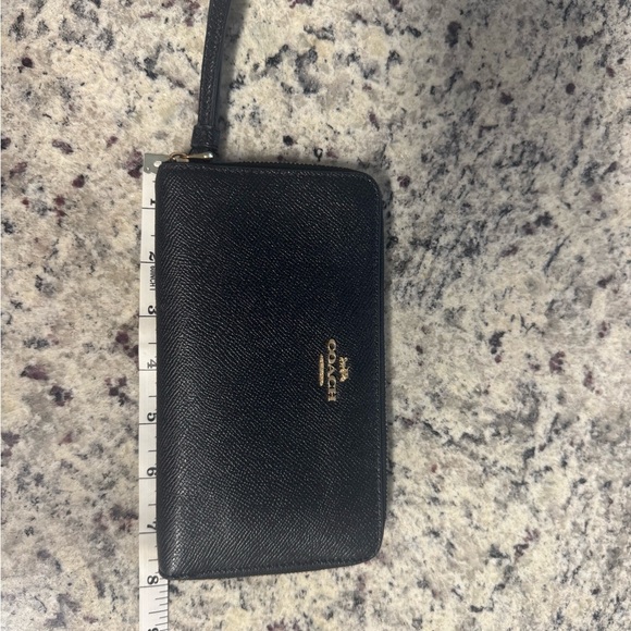 Coach Black Leather Wristlet with Gold Accents - Picture 1 of 4